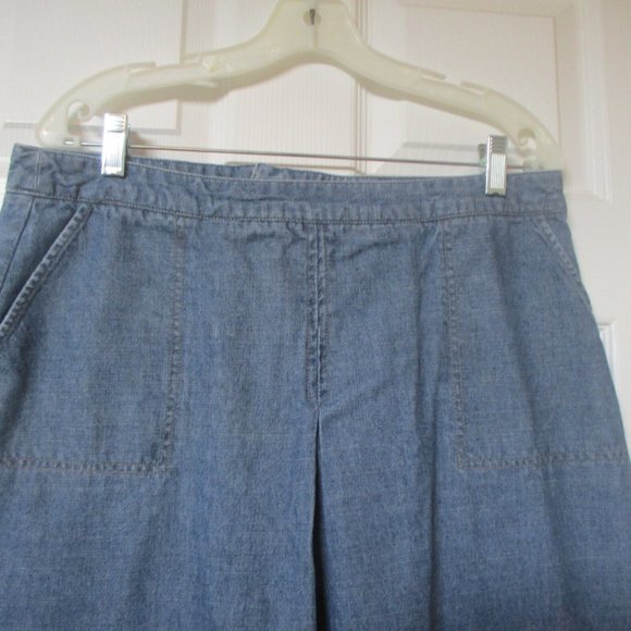 EDDIE BAUER Blue Chambray Denim Knee Length Skirt sz 12 - Picture 2 of 7